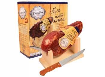KIT MINI JAMON CURADO DE 1 KG + JAMONERO+CUCHILLO